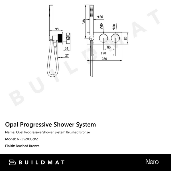 Nero Opal Progressive Shower System Brushed Bronze