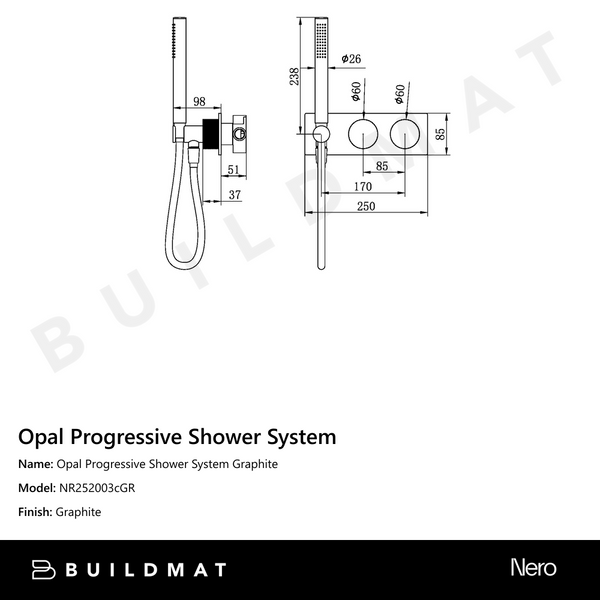 Nero Opal Progressive Shower System Graphite