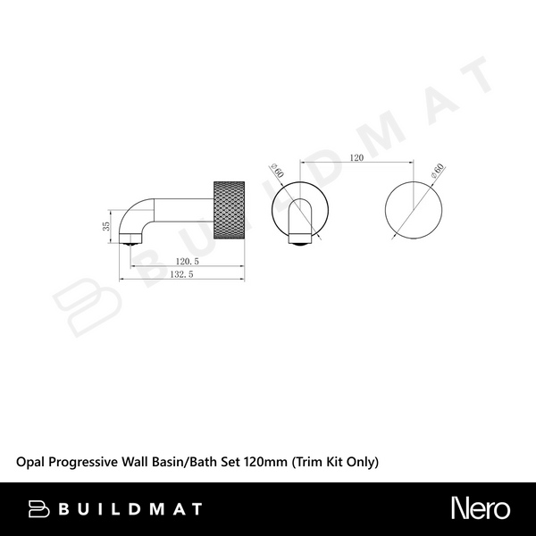 Nero Opal Progressive Wall Basin/Bath Set 120mm (Trim Kit Only) Brushed Nickel