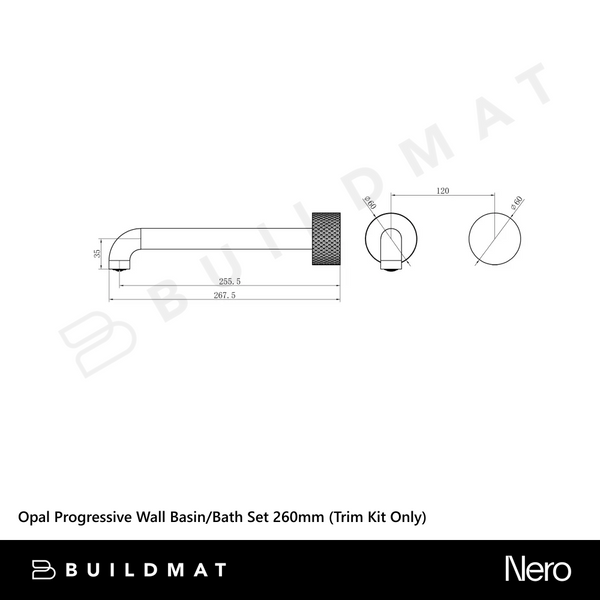 Nero Opal Progressive Wall Basin/Bath Set 260mm (Trim Kit Only) Brushed Bronze