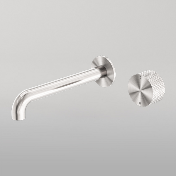 Nero Opal Progressive Wall Basin/Bath Set 120mm Brushed Nickel