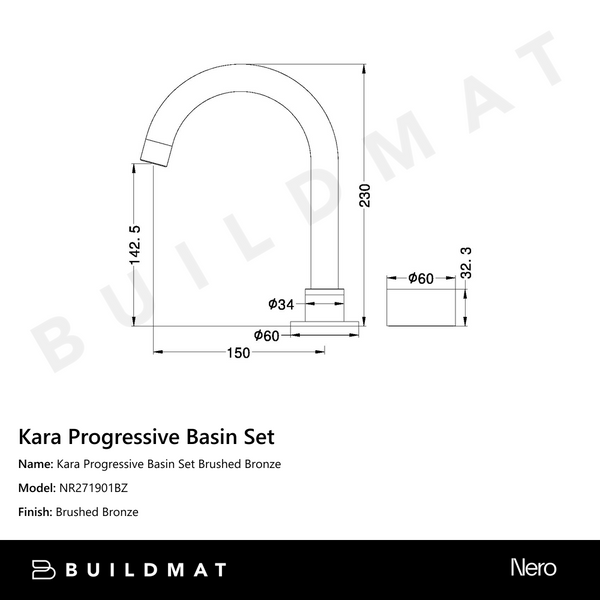 Nero Kara Progressive Basin Set Brushed Bronze