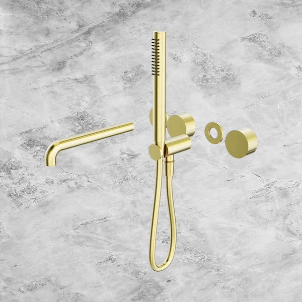 Nero Kara Progressive Shower System Separate Plate with Spout 230mm (Trim Kit Only) Brushed Gold