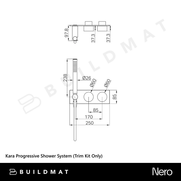 Nero Kara Progressive Shower System (Trim Kit Only) Brushed Bronze