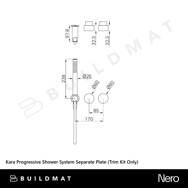 Nero Kara Progressive Shower System Separate Plate (Trim Kit Only) Chrome