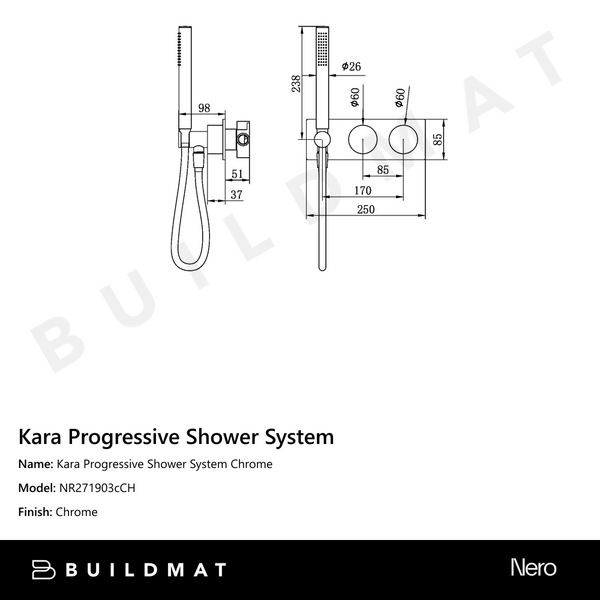 Nero Kara Progressive Shower System Chrome