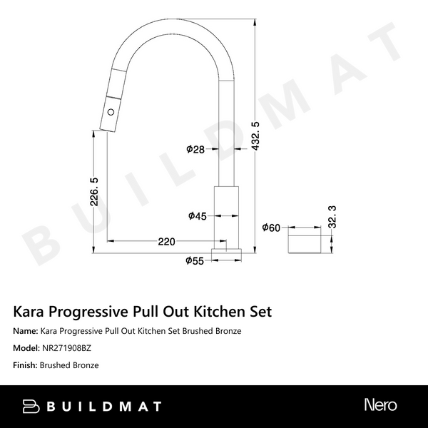 Nero Kara Progressive Pull Out Kitchen Set Brushed Bronze