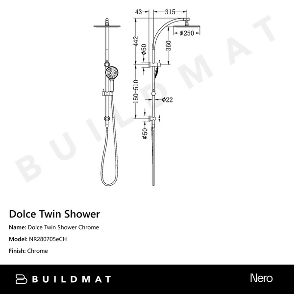 Nero Dolce Twin Shower Chrome