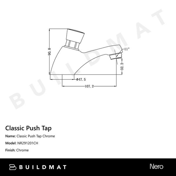 Nero Classic Push Tap Chrome