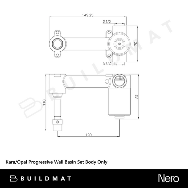 Nero Kara/Opal Progressive Wall Basin Set Body Only