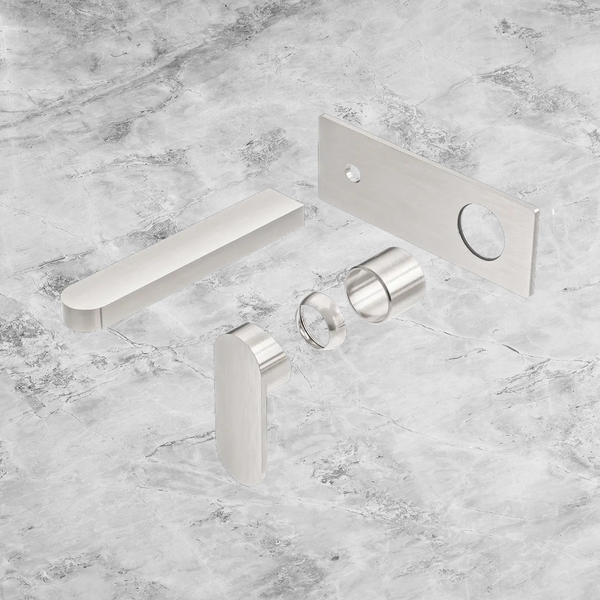 Nero Ecco Wall Basin/Bath Mixer (Trim Kit Only) Brushed Nickel