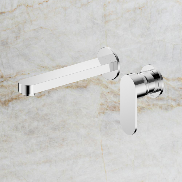 Nero Ecco Wall Basin/Bath Mixer with Separate Backplate 60mm Chrome