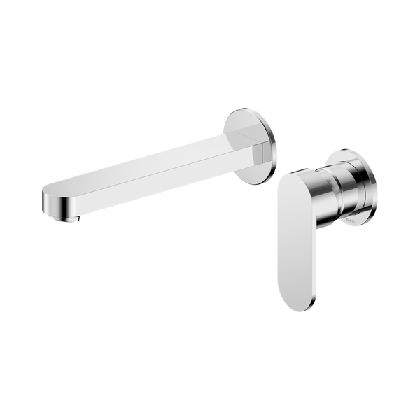 Nero Ecco Wall Basin/Bath Mixer with Separate Backplate 60mm Chrome