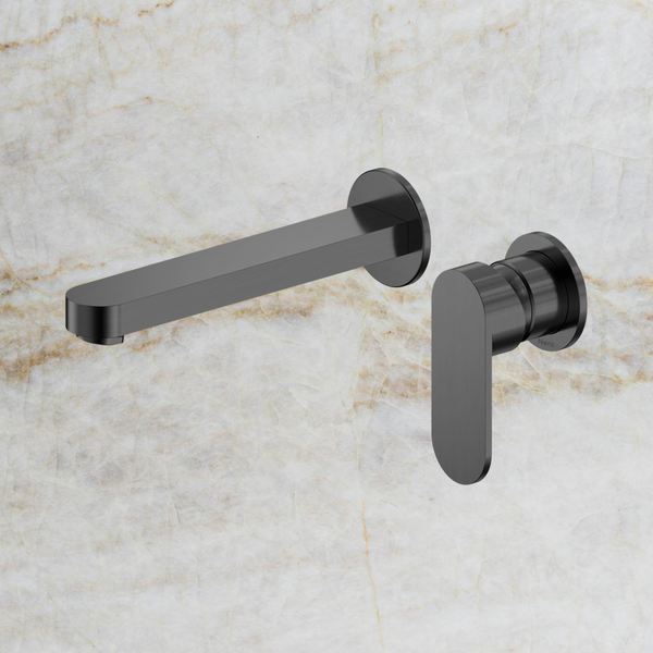 Nero Ecco Wall Basin/Bath Mixer with Separate Backplate 60mm Gunmetal