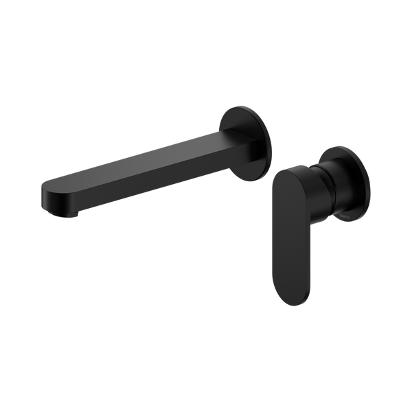 Nero Ecco Wall Basin/Bath Mixer with Separate Backplate 60mm Matte Black