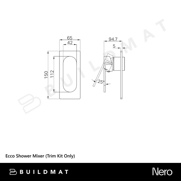 Nero Ecco Shower Mixer (Trim Kit Only) Gunmetal