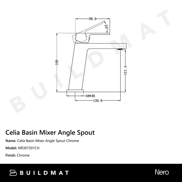 Nero Celia Basin Mixer Angle Spout Chrome