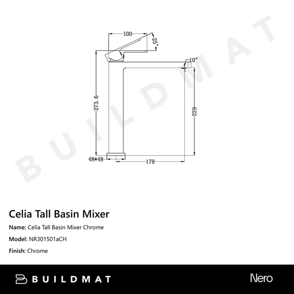 Nero Celia Tall Basin Mixer Chrome
