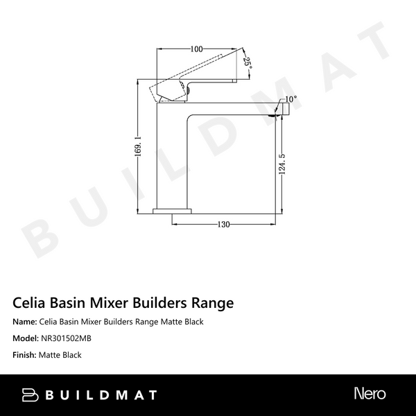 Nero Celia Basin Mixer Builders Range Matte Black
