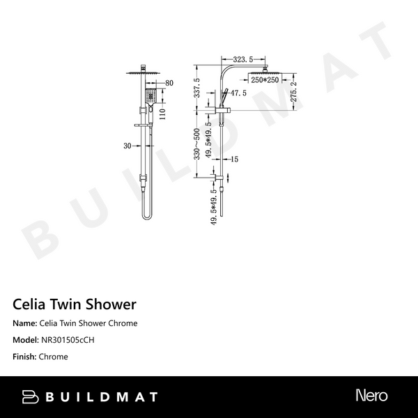 Nero Celia Twin Shower Chrome