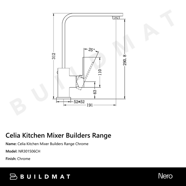 Nero Celia Kitchen Mixer Builders Range Chrome