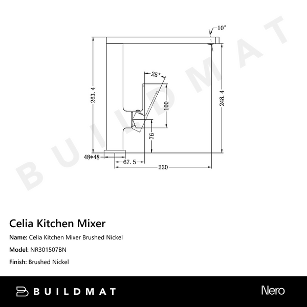 Nero Celia Kitchen Mixer Brushed Nickel
