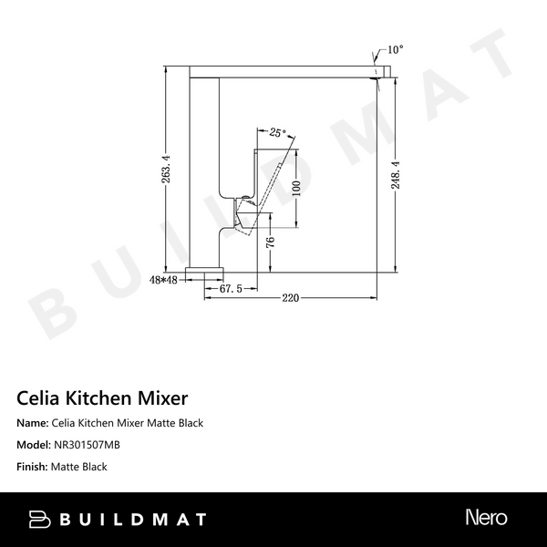 Nero Celia Kitchen Mixer Matte Black