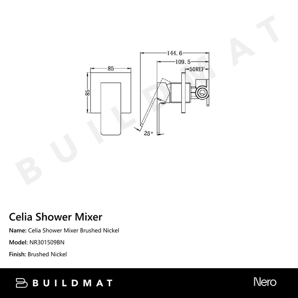 Nero Celia Shower Mixer Brushed Nickel
