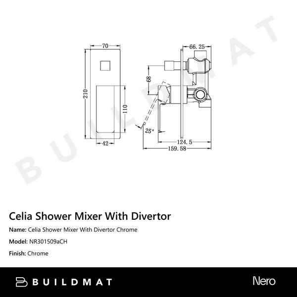 Nero Celia Shower Mixer With Divertor Chrome