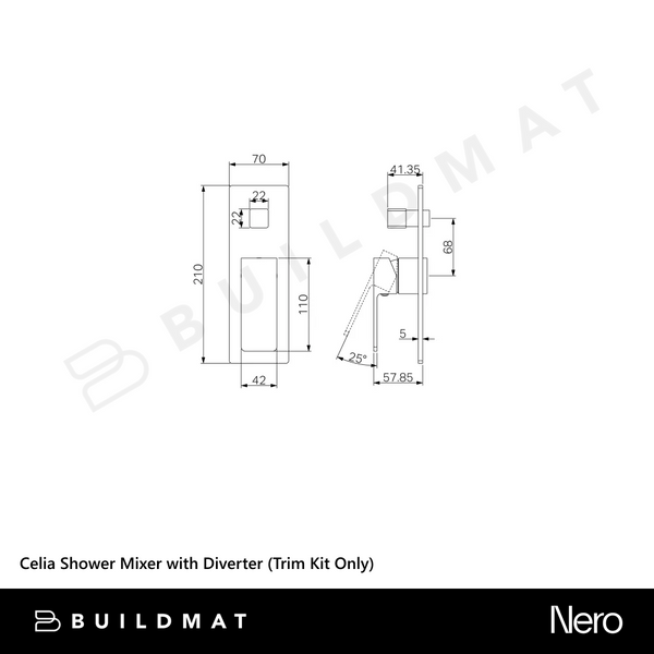 Nero Celia Shower Mixer with Diverter (Trim Kit Only) Chrome