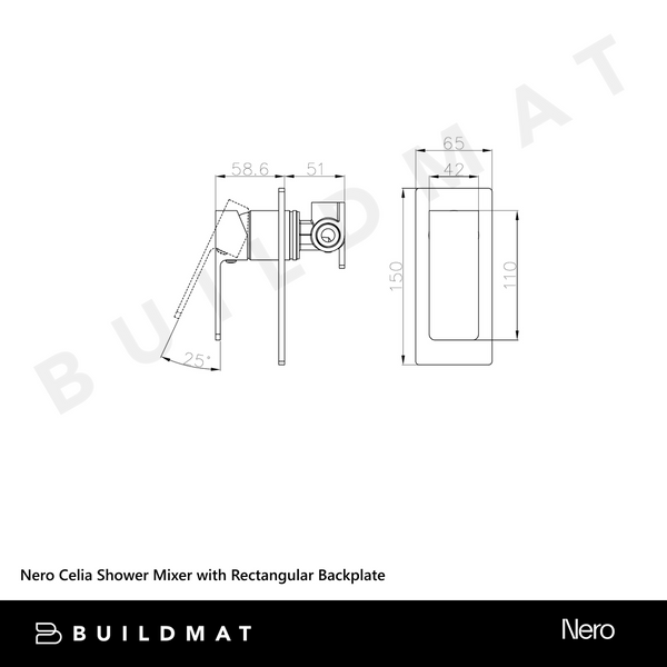 Nero Celia Shower Mixer with Rectangular Backplate Chrome