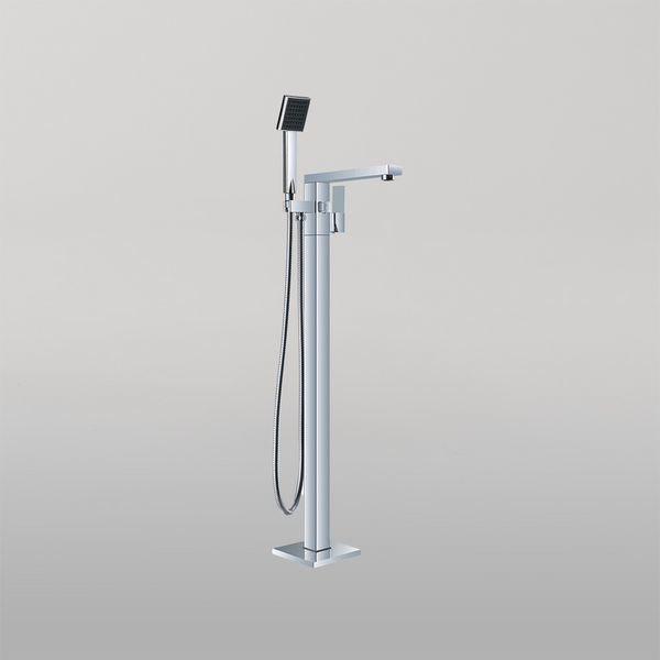 Nero Square Freestanding Bath Mixer With Hand Shower Chrome