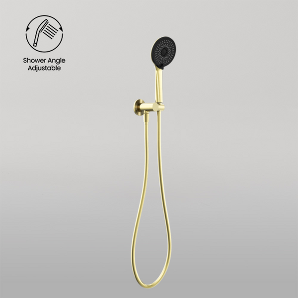 Nero Project Round Shower On Bracket 4 Star Rating Brushed Gold