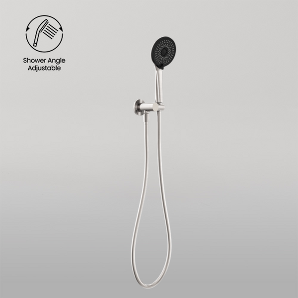 Nero Project Round Shower On Bracket 4 Star Rating Brushed Nickel