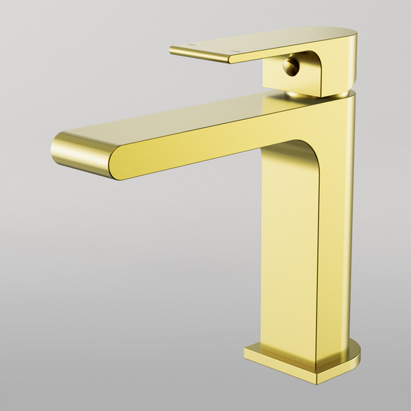 Nero Bianca Basin Mixer Straight Spout Brushed Gold