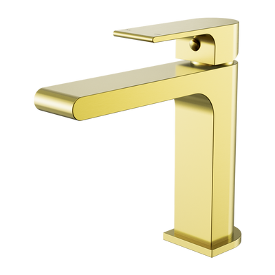 Nero Bianca Basin Mixer Straight Spout Brushed Gold