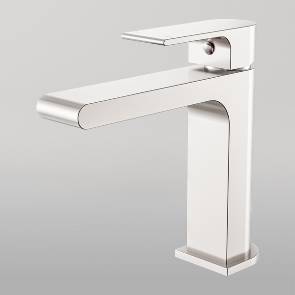 Nero Bianca Basin Mixer Straight Spout Brushed Nickel