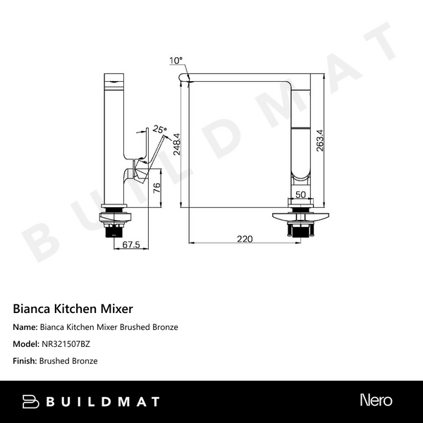 Nero Bianca Kitchen Mixer Brushed Bronze