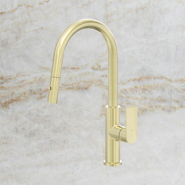 Nero Bianca Smart Sensor Pull Out Kitchen Mixer Brushed Gold