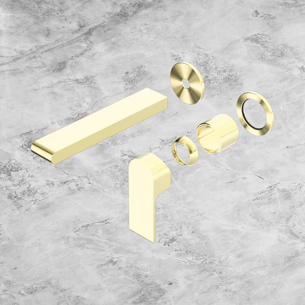 Nero Bianca Wall Basin/Bath Mixer Separate Back Plate 187mm (Trim Kit Only) Brushed Gold