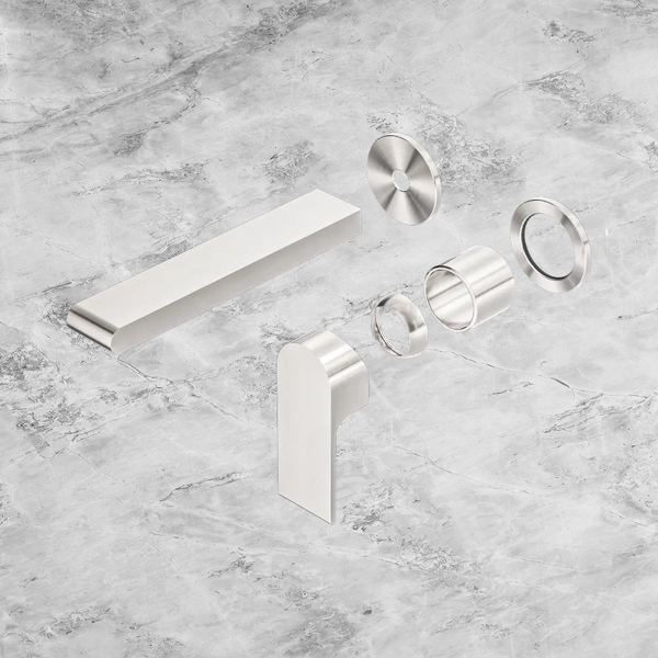Nero Bianca Wall Basin/Bath Mixer Separate Back Plate 187mm (Trim Kit Only) Brushed Nickel