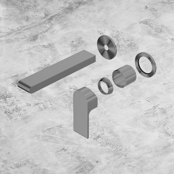 Nero Bianca Wall Basin/Bath Mixer Separate Back Plate 187mm (Trim Kit Only) Gunmetal