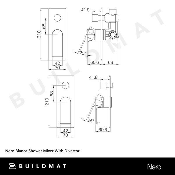 Nero Bianca Shower Mixer With Divertor Brushed Bronze