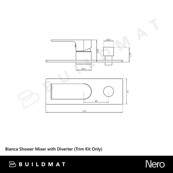 Nero Bianca Shower Mixer with Diverter (Trim Kit Only) Chrome