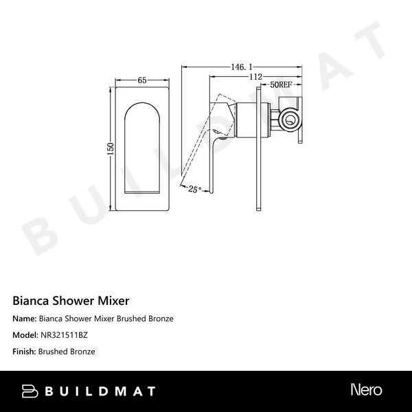 Nero Bianca Shower Mixer Brushed Bronze