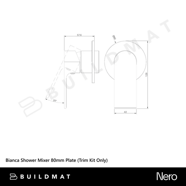 Nero Bianca Shower Mixer 80mm Plate (Trim Kit Only) Brushed Nickel