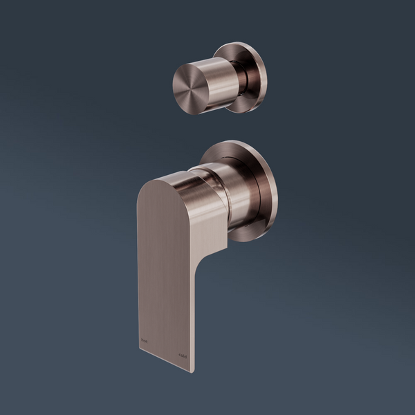 Nero Bianca Shower Mixer With Divertor Separate Back Plate Brushed Bronze