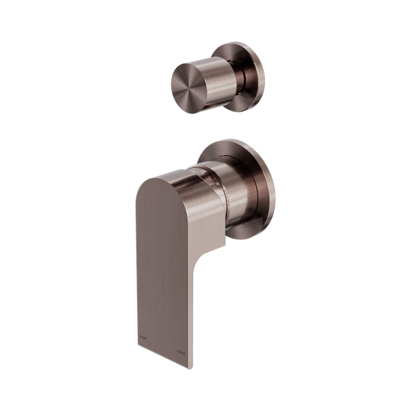 Nero Bianca Shower Mixer With Divertor Separate Back Plate Brushed Bronze