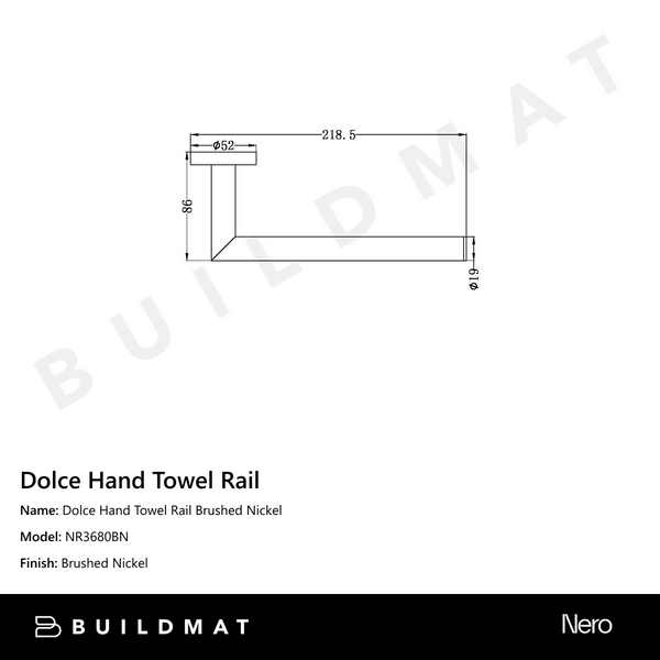 Nero Dolce Hand Towel Rail Brushed Nickel