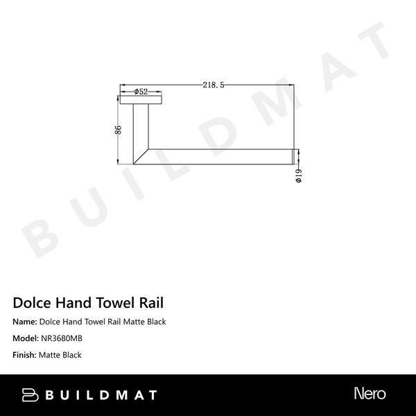 Nero Dolce Hand Towel Rail Matte Black